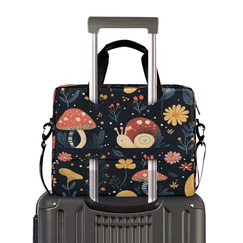 Cute Snails Mushrooms Flower 15.6 Inch Laptop Bag Briefcase for Business, Water-Resistant Computer Bag Fits 14-16 Inch Notebook for Men Women, Office Travel Work Backpack2