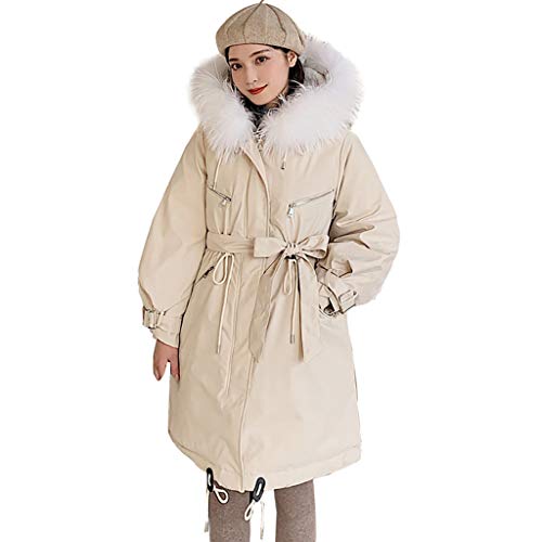Preisvergleich Produktbild TEBAISE Wintermantel Winterjacken Damen Lange Daunenjacke Warm Trenchcoat Outwear Dicke Reißverschluss Parka Mäntel Mit Kapuze Kunstpelzkragen 2019 Winter Steppmantel Schwarz Daunenmantel M-3XL