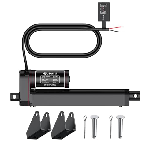 JiGiU Attuatore Lineare Elettrico, 1500N, Corsa 150mm, Nero per Letti Ospedalieri e Poltrone - Motore Silenzioso (<50dB),IP65,Auto-Blocco -Ideale per Veicoli da Cantiere/Mobili Pesanti
