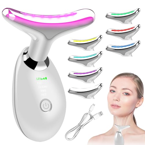 Masajeador facial contra arrugas, dispositivo de belleza para rostro y cuello, masajeador facial de 45 ℃, terapia de luz, masajeador facial, masajeador facial, EMS portátil para mujeres y hombres
