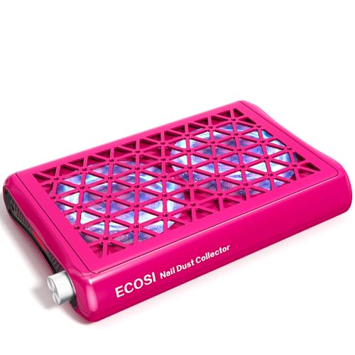 Nail Dust Collector, Dual Turbo & 1600PA Professional Vacuum Fan Dust Extractor with 30 Pcs Filter Papers, 8000RPM 10-Level Adjustable Suction for Manicure, Salon Nail Tech & Home