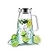 Jarra de cristal con tapa y asa, jarra de agua helada, jarra de bebidas de vidrio borosilicato sin plomo, dispensador de limonada para nevera, tetera, café y jugo