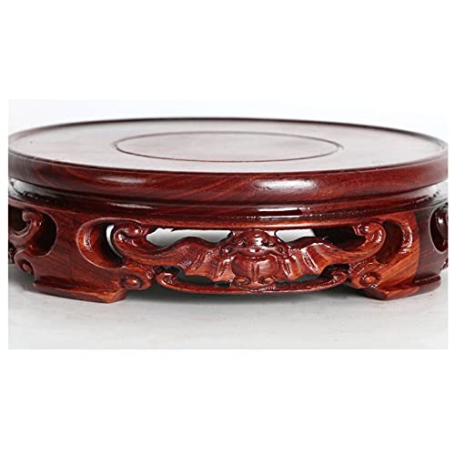 CGgJT Base per bonsai Base in legno di sequoia rotonda intagliata, base in legno per vaso da fiori teiera base base bonsai espositore alto 4,77 pollici (taglia : grande) - Image 4