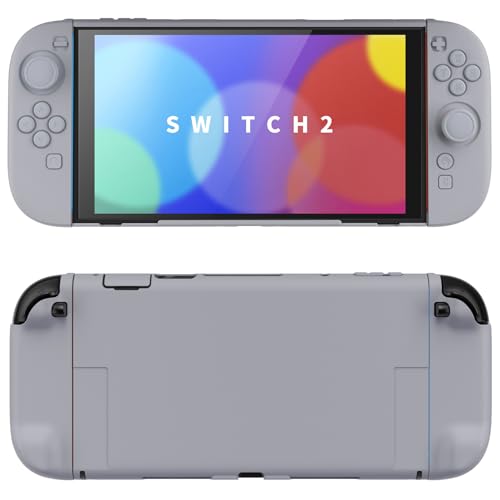 Image of PlayVital Hard Case for Nintendo Switch 2 with Extra Stand & Thumb Grip Caps | Split Design, Dockable Protective Full-Body Shell Cover for Nintendo Switch 2 | Solid Color Series, New Hope Gray