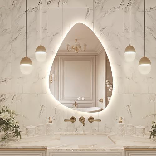 Niccy Irregular LED Bathroom Mirror, 20"x28" Asymmetrical Backlit...