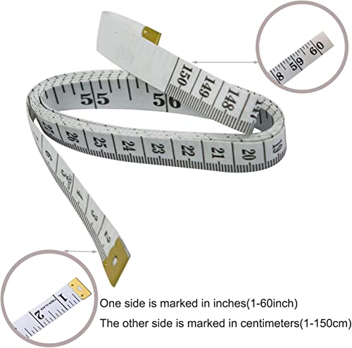 Image of Tape Measure for Body Double Scale Measurement Tape for Sewing, Body, Tailor Measuring Tape for Body Soft Tape Measure Double Scale Body Sewing Flexible Ruler for Weight Loss Body Measurement Sewing Tailor Craft Vinyl Ruler Centimeter Scale on Reverse 150 cm60 Inch