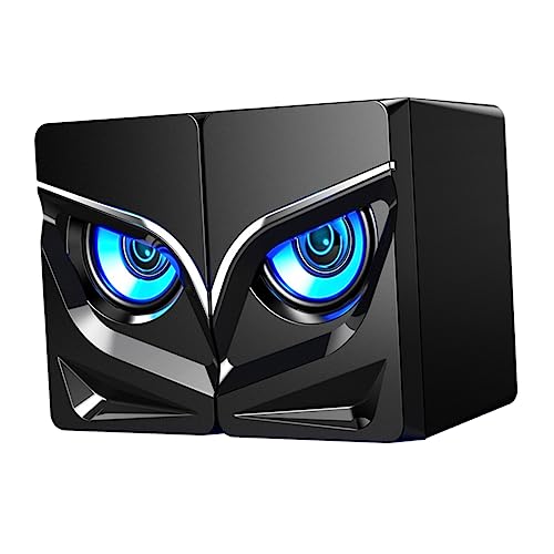 Subwoofer potente y luces LED en los altavoces USB Angoily de plástico