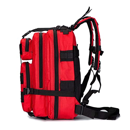 Jipemtra Tactical First Aid Bag MOLLE EMT IFAK Backpack Rucksack Emergency (Red 25L), Red 30l - Image 3