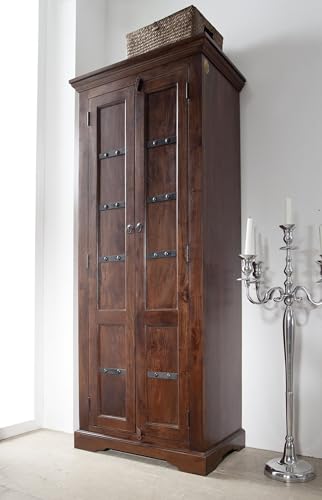 MASSIVMOEBEL24.DE Armoire - Bois Massif d'acacia laqué (Nougat) - Style Colonial - Oxford #901