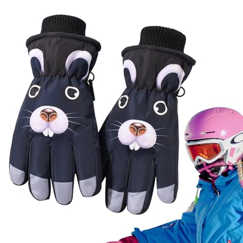 Guantes de esquí para niños, guantes impermeables para niños, guantes antideslizantes de invierno para niños, guantes de invierno impermeables con dibujos animados de animales, guantes cálidos para