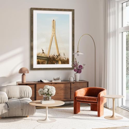 Image of Picrit 28x40 Rustic Brown Poster Frame, Picture Frame for Wall, 3 Pack