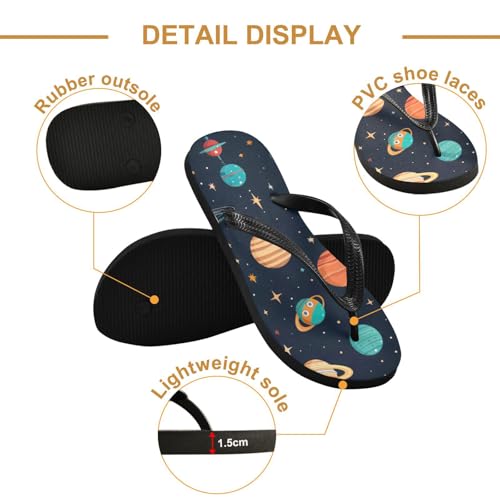 Space Planets Rocket Beach Summer Casual Flip Flop Sandals Non-Slip Quick Dry for Women Men 214B25622