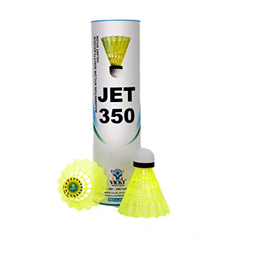 Image of Vicky Jet 350 Nylon Shuttlecock, Pack of 6 (Yellow)
