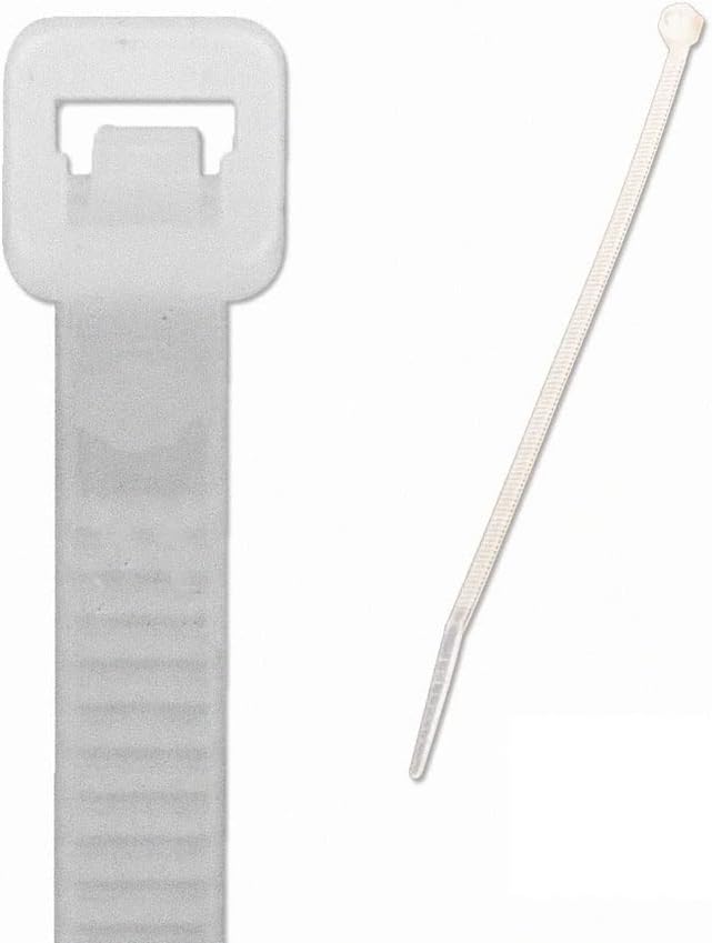 NavePoint 12 Inch Nylon Cable Wire Zip Tie 40 lbs - Natural White 200 Pack Lot Pcs Qty