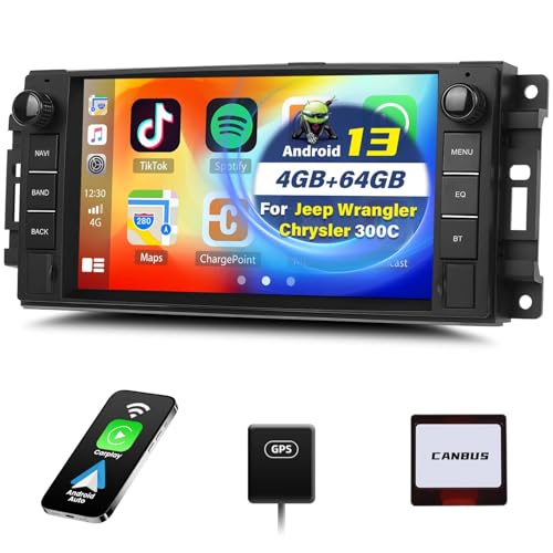 4G+64G CAMECHO Android Autoradio per Jeep Wrangler Compass Grand Cherokee/Chrysler 300C/Dodge Ram/Chevrolet, Autoradio con Schermo da 7 Pollici con Android Auto GPS WIFI Bluetooth FM/RDS 4G+64G CAMECHO Android Autoradio per Jeep Wrangler Compass Grand Cherokee/Chrysler 300C/Dodge Ram/Chevrolet, Autoradio con Schermo da 7 Pollici con Android Auto GPS WIFI Bluetooth FM/RDS