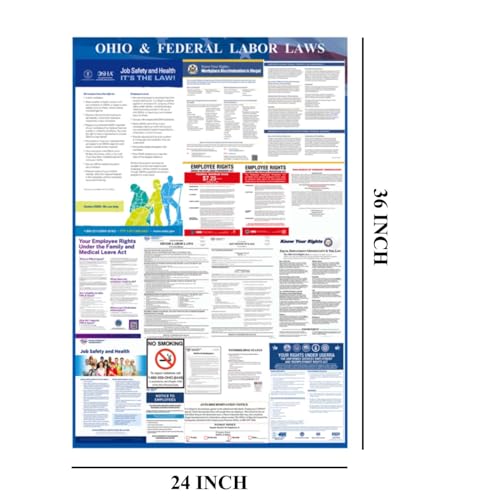Image of KIKIGO 2026 Ohio State & Federal Labor Laws Poster OSHA Bilingual Poster