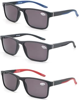 3 Pack Reading Glasses,Sport Square Frame Outdoor Reading Sunglasses for Women Men Sun Readers +2.00 - Not Bifocals