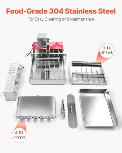 Image of VEVOR Commercial Automatic Donuts Machine, 6 Rows Donuts Making Equipment, 360 pcs /hour Electric High Power Doughnut Maker, Stainless Steel Frying Auto Fryer, with Intelligent Control