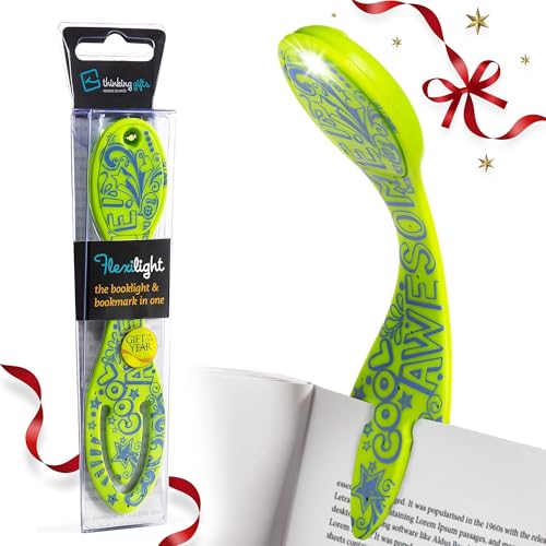 Image of Gifts for Readers & Writers Book Light, Clip On Reading Light for Bed, 2in1 Flexilight & Bookmark, Small & Lightweight with a Soft Glow, 2 Batteries Included, Awesome