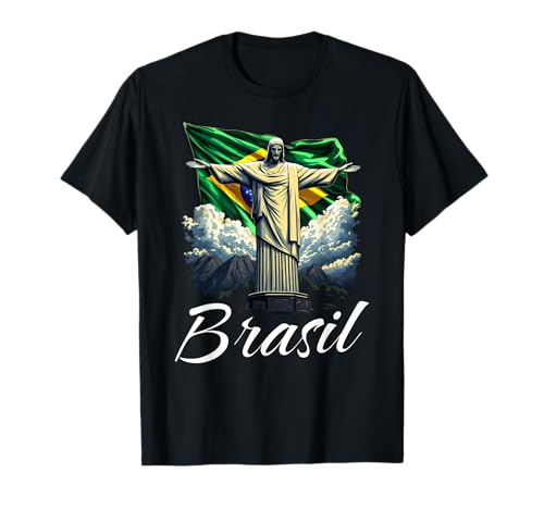 Bandera de Brasil Cristo Redentor Hombres Mujeres Niños Brasileño Camiseta