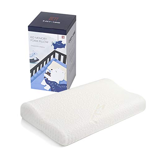 Easy-Tang Kid Memory Foam Pillow for Toddler ＆ Baby Sleeping, Curve Shape Contour