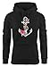 Produktbild Neverless Damen Hoodie Anker Blumen Flower Anchor Watercolor Kapuzen-Pullover schwarz L