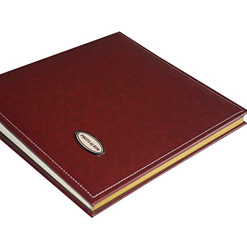 ZOVIEW Magnetic Self-Stick Page Photo Album, Family Album, Leather Cover, Hand Made DIY Albums Holds 3X5, 4X6, 5X7, 6X8,8X10 Photos A52046 (Wine red, Medium)