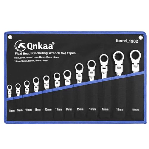Qnkaa Flexible Ratchet Wrench Set 12pcs 8-19mm Spanner Gear Ring Ratcheting Combination Flexi Wrench Kit Metric Flex Head by Qnkaa - Image 8