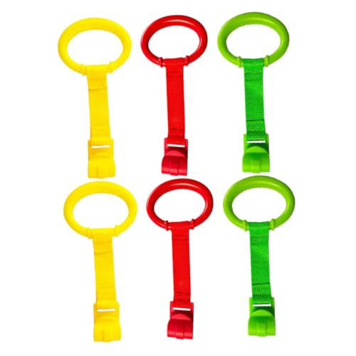 HOLIDYOYO 6pcs Baby Playpen Pull up Rings Toddler Crib Walker Learning Tools Secure Comfortable Handles for Baby Stand up