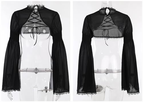 Image of TOMETO STAR Bolero Shrug Tops for Women Goth Flare Sleeve Shrugs