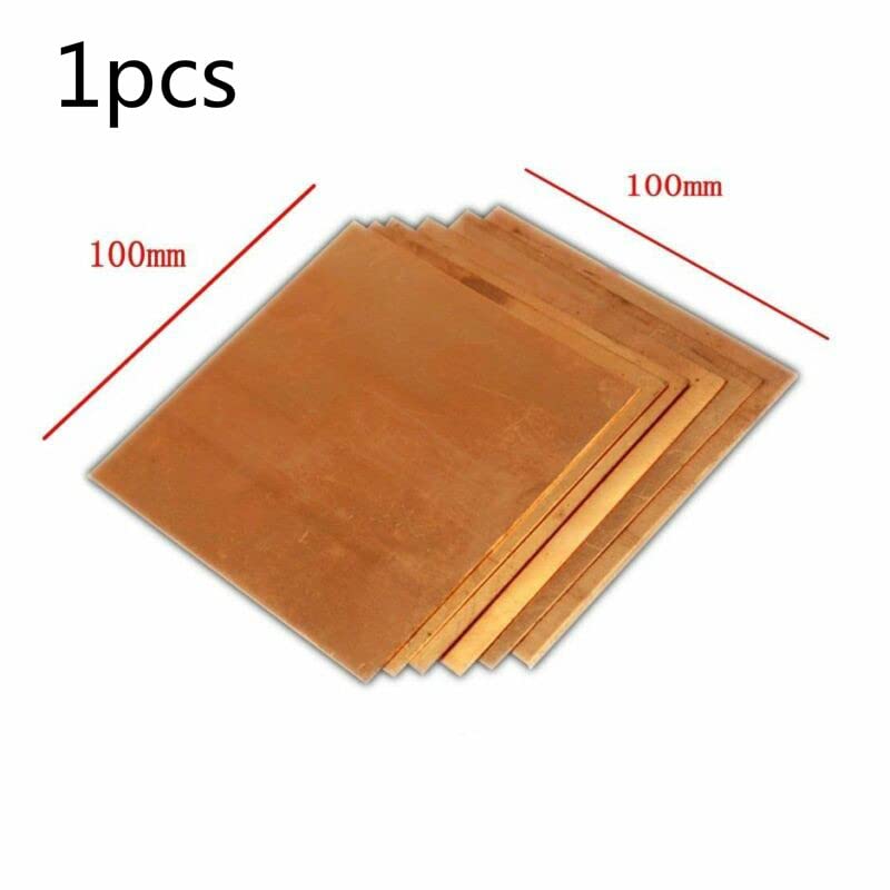 Placa de chapa de cobre de 100x100mm, buen comportamiento mecánico y estabilidad térmica, grosor de 0,3-8mm, 1 ud.(2.5x100x100mm)