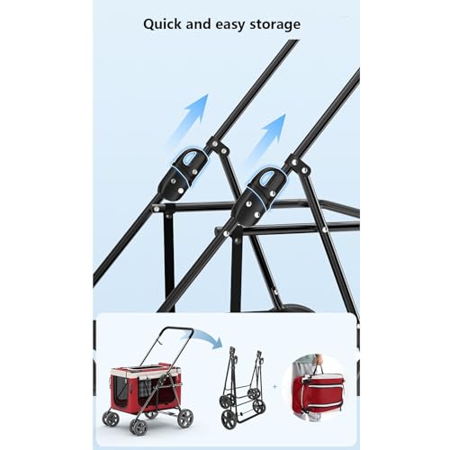 hxoity Carrinho de bebê 2 em 1 portátil removível para vários cães e gatos Carrinho dobrável para pa