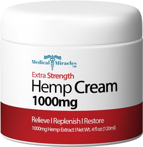 Medical Miracles Hemp Cream - Ideal for Hips, Joints, Neck, Back, Elbows, Fingers, Hands, and Knees...