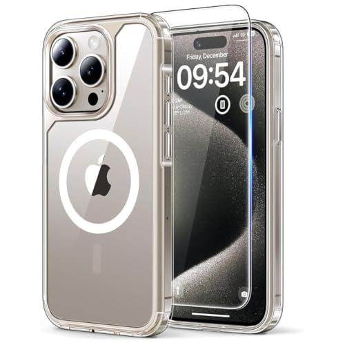 Image of Back Cover Case + Screen Protector for Apple iPhone 14 Pro | Mag-Safe Compatible | Transparent Mobile Phone Back Cover for i Phone 14 Pro | i Phone 14Pro TPU Transparent Back Cover