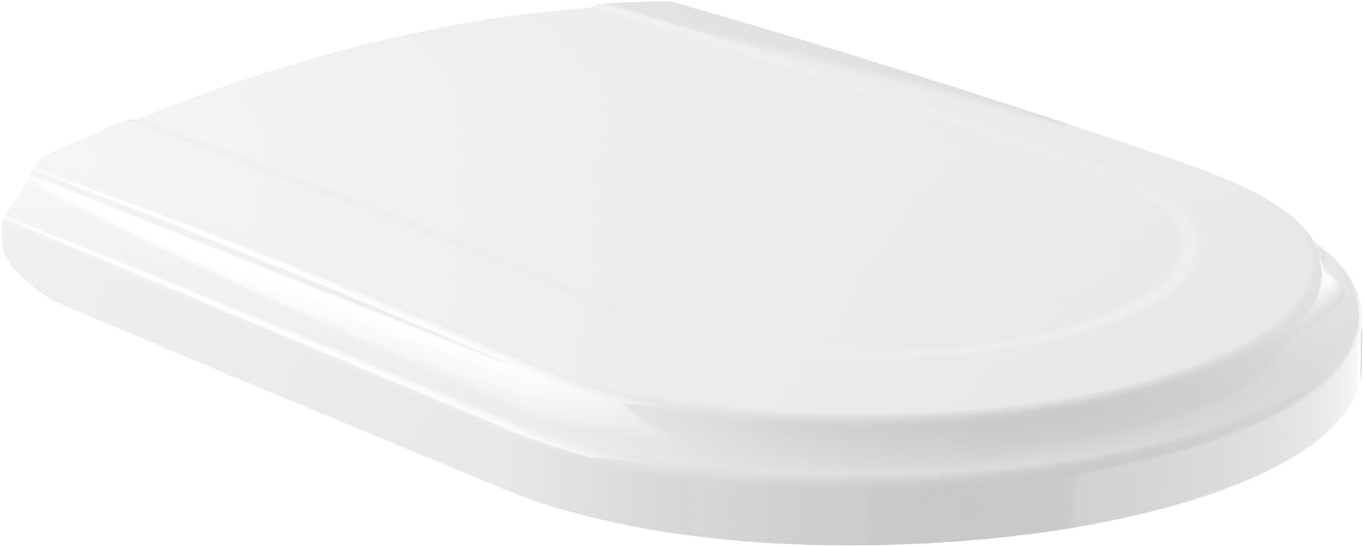 Villeroy & Boch Hommage toilet seat, toilet lid with soft-closing mechanism, removable toilet seat made from break-proof Duroplast, toilet lid original spare part, D-shape, White Alpine, glossy