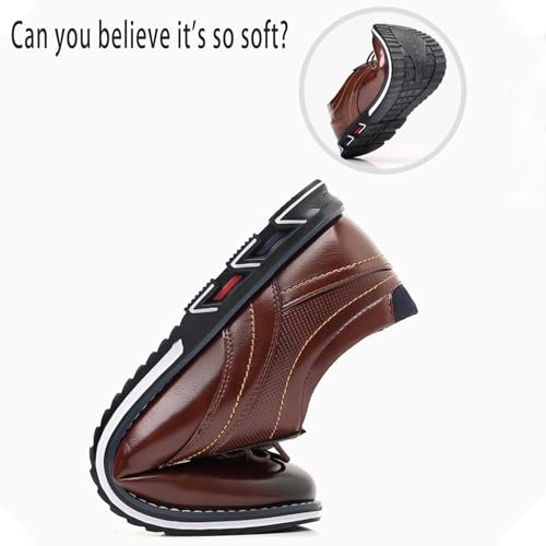 Men's Leisure Dress Oxford Sneakers Comfort Round Toe Lace Up Anti-Slip Lug Sole Classic Derby Shoes for Business Office Driving Walking Shoes3