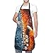 Lód ogień saksofon muzyka sztuka fartuch kuchenny dla kobiet mężczyzn dzieci dziewcząt, regulowany wodoodporny śliniak do gotowania / grilla/pieczenia/rzemiosła / ogrodnictwa, duży rozmiar z 2 kieszeniami