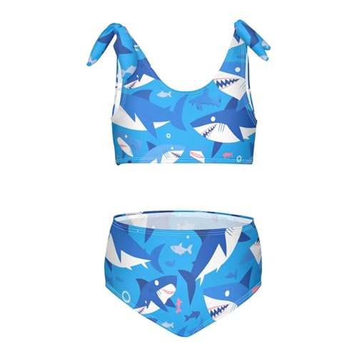 KLL Fish sea Ocean Blue Girls' 2 Piece Bikini Sets Scoop Neck Beach Swimsuit Swimwear