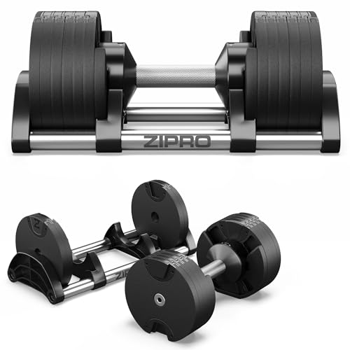 Zipro Manubri regolabili, 1 pezzo, pesi rotondi antiscivolo da 24 kg, con 12 impostazioni di peso da 2 a 24 kg, Allenamento casa, forma rotonda, palestra domestica - 9