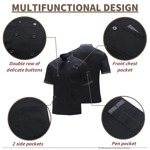 Cuisine homme de chef veste manches courtes pour vêtement pro