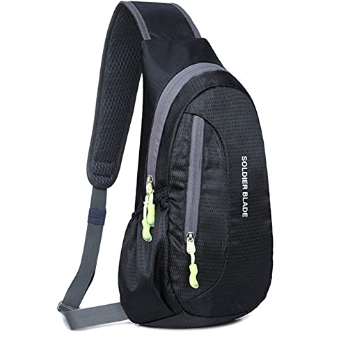 Outdoor Sling Crossbody Shoulder Chest Bag Pack Running Hiking Cycling Travel Backpack for Men Woman Teens Black