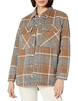 [BLANKNYC] Womens Luxury Clothing Plaid Shirt Jacket, Stylish Shacket & Trendy Coat, Mountain High, Small