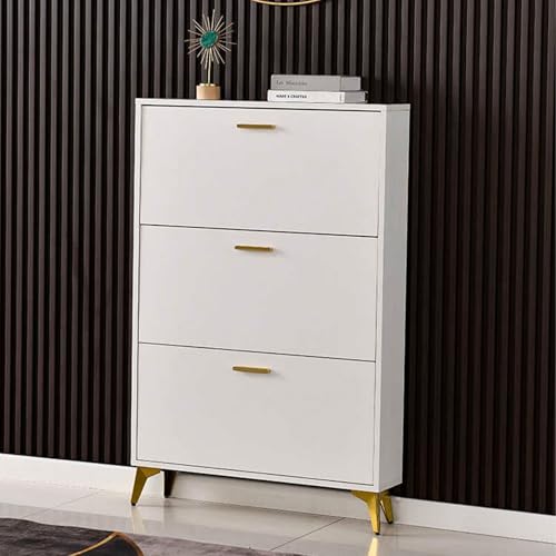 JHDXL Entrance Shoe Cabinet, Household Essentials, Wood Shoe Organizer, Space-Saving Shoe Storage, Suitable for Entrance, Living Room and Corridor(White,60 * 17cm/23.6 * 6.7in)