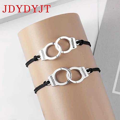 Image of YJT Partners in Crime for 2 Best Friends Handcuff BFF Bracelets Girls Women Friendship Bracelets for Couples, Mom and Daughter 2PC, with 2 Message Cards