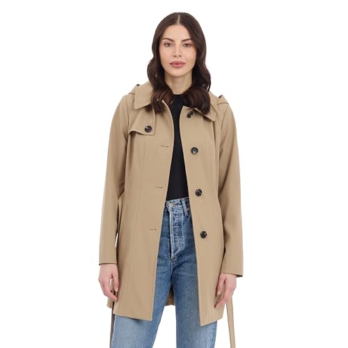 Image of Michael Kors Women's Trench Coat Style Raincoat with Detachable Hood