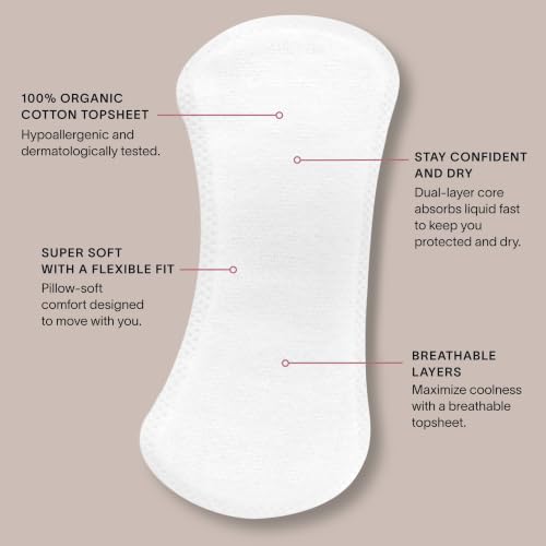 Image of Cora 100% Organic Cotton Topsheet Period Liners (80 Regular Period Liners) | Extra Thin Breathable Panty Liners, Regular Absorbency, Pillow-Soft, Organic Feminine Care