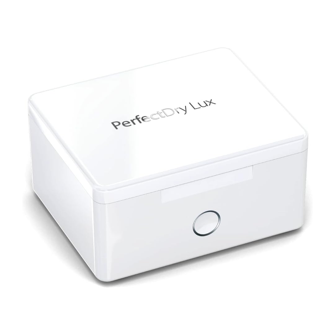 Hearing360 PERFECT DRY LUX stacja czyszcząca UV, osuszanie i suszenie aparatów słuchowych bez baterii wewnętrznych, pulsujący system ciepłego powietrza z automatyczną lampką kontrolną LED