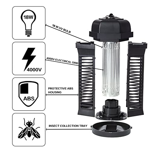 Bug Zappers-Electric Bug Zapper - Outdoor Mosquito Killer Waterproof Insect Fly Trap 18W High Powered 4000V Easy To Hang And Clean Suitable For Home,Patio,Balcony,Garden (18W) #TOP1
