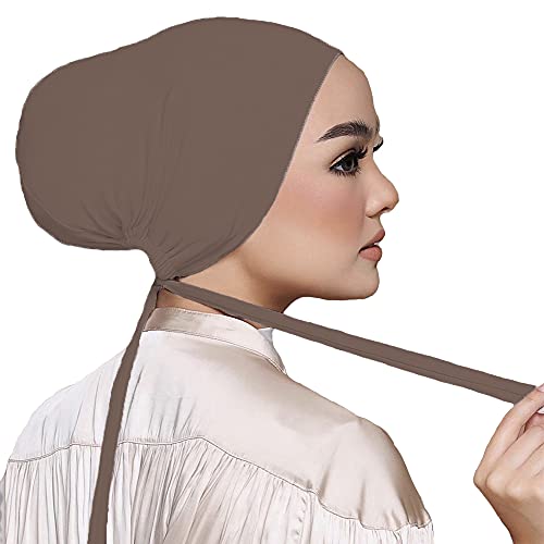 Hophor Women Under Scarf Hat Hijab Undercap Islamic Muslim Under Scarf Hijab Cap with Tie-Back Closure