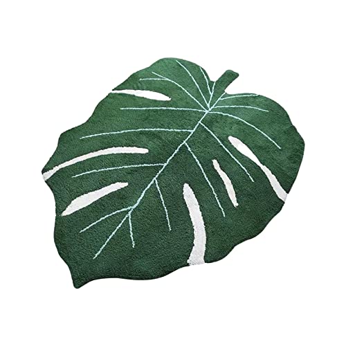 Tappeto Foglia di Monstera da Bagno, Antiscivolo a Forma di Pianta, Verde Morbido per Pavimento, Zerbini Doccia e Decorazioni per Feste (60x90 cm)